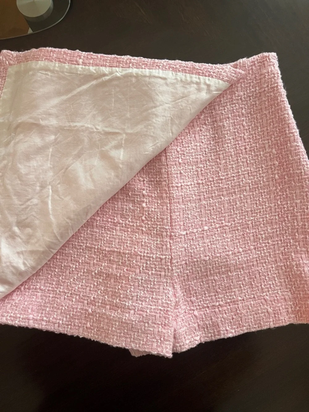 Zara Light Pink Tweed Mini Skort Size S - Picture 2 of 7